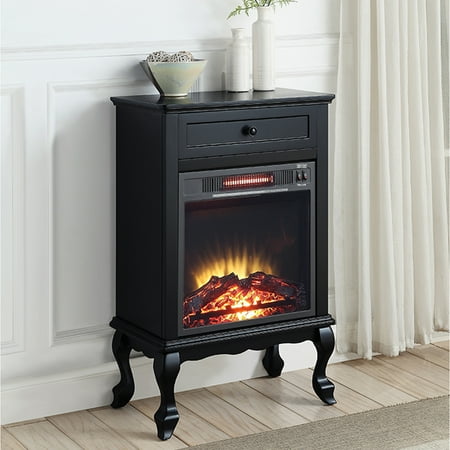

Goory Portable Fireplaces Infrared Industrial Entertainment Center Decor Modern Cabinet Fake Wood Home Living Room Black