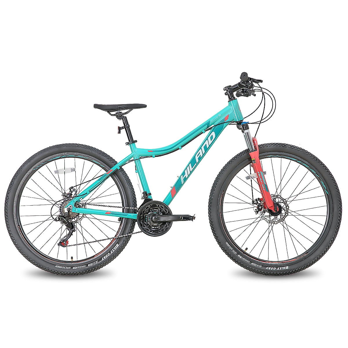 Hiland 26/27.5 Inch Mountain Bike Aluminum Frame 24 Speed Dual Disc with Lock-Out Suspension Fork for Woman