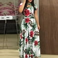 thumbnail image 2 of Women Dresses Clothingï¼Casual Dresses for Women Fashion Women Short Sleeve Floral Boho Print Long Dress Ladies Casual Dress, 2 of 3