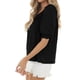 thumbnail image 2 of Mujer Top Camiseta Blusa Color Puro Cuello Redondo Puff Media Manga Puño Elástico para Oficina en Casa Negro L, 2 of 5