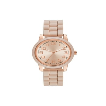 Time and Tru Women's Blush Bezel Watch with Silicone Strap