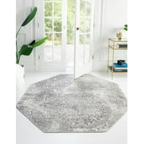 Rugs.com Monte Carlo Collection Rug – 6' Octagon Light Gray Medium Rug Perfect For Living Rooms, Kitchens, Entryways