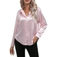 thumbnail image 2 of Innerwin Shirts Long Sleeve Ladies Tunic Tops Office Button Down Soft Blouse Pink S, 2 of 4