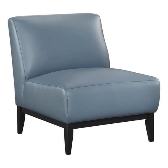 Pemberly Row Contemporary Leather Accent Chair in Blue Finish