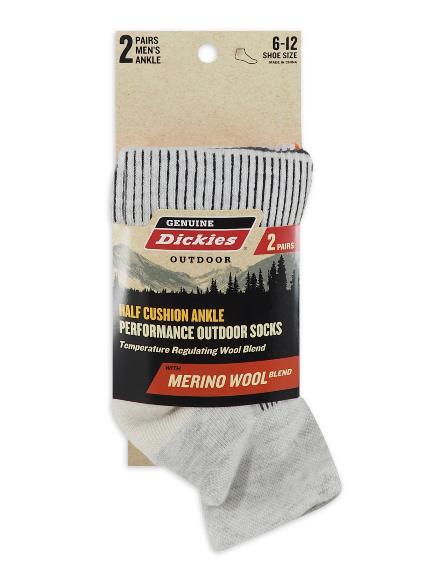 Dickies Mens Outdoor Wool Quarter Socks, 2Pack