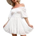 thumbnail image 5 of Vestido De Manga Abullonada, Con Volantes, Suave, Elástico, Ligero, Con Lazo En La Espalda, Minivestido Vintage Para Mujer Para El Verano ANGGREK Otros, 5 of 5
