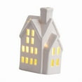 thumbnail image 3 of Porcelain Christmas Village House Ceramic LED Light Up Small Tabletop Figurine Farmhouse Style for Winter Home Decor, 3 of 9