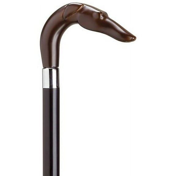Walking Cane Russian Hound L Shape Black Maple Cane, Brown Dog Handle
