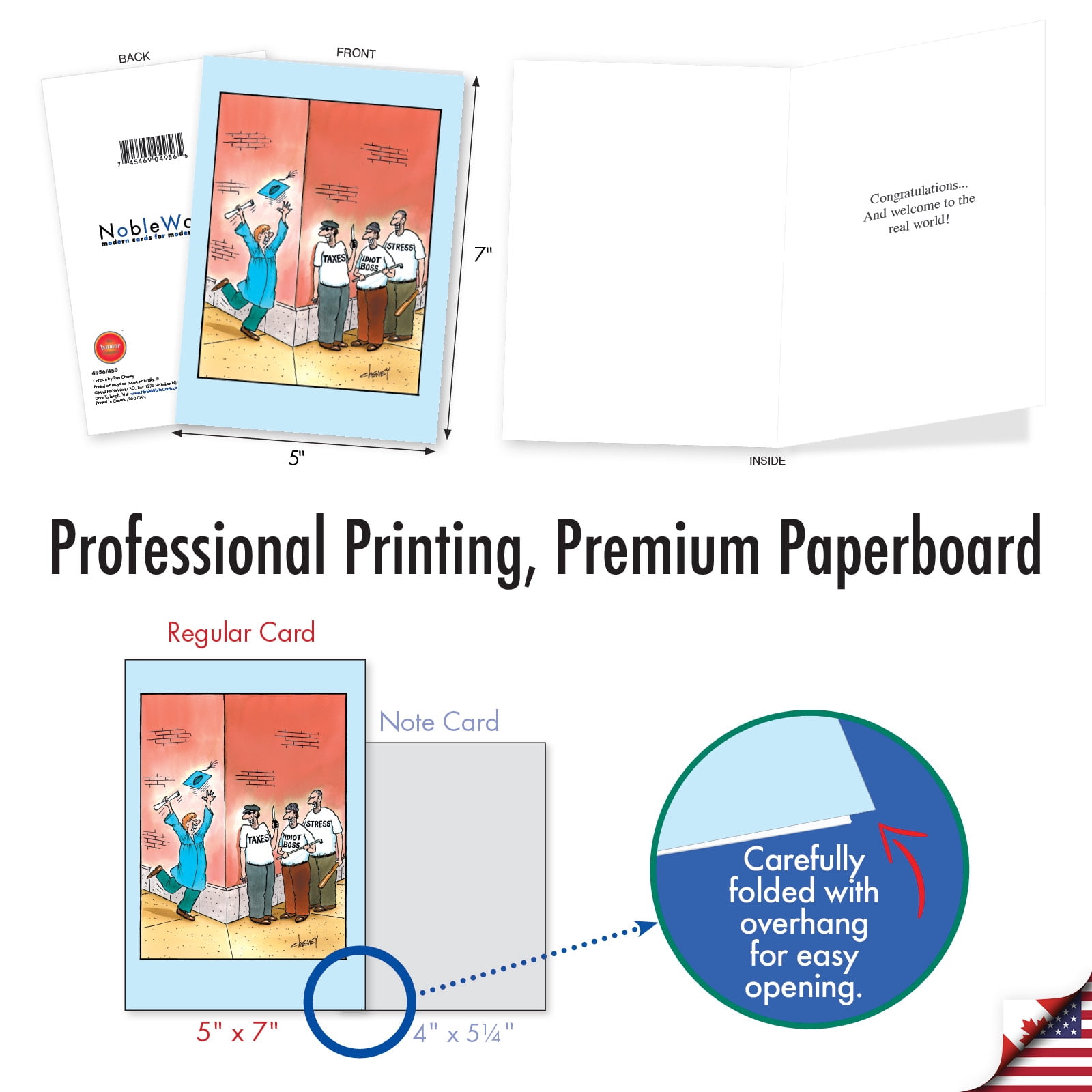 NobleWorks 20 Assorted Box Set Funny Graduation Greeting Cards (Graduate) w/5 x 7 Inch Envelopes (10 Designs, 2 Each) Head Of The Class AC10895GDG-B2x10