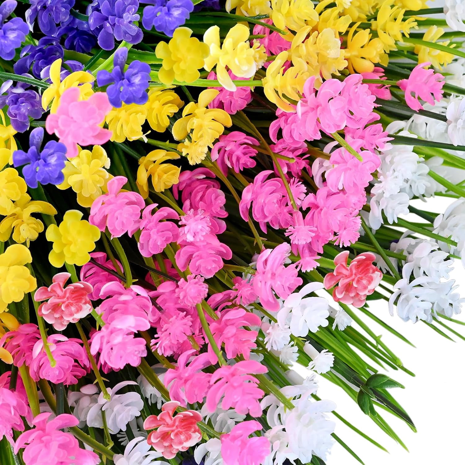 Artificial Plants Outdoor, 20PCS Artificial Flowers, UV Resistant Fake Flowers, Faux Flowers for Outdoor Planters for Front Porch Pot Decor
