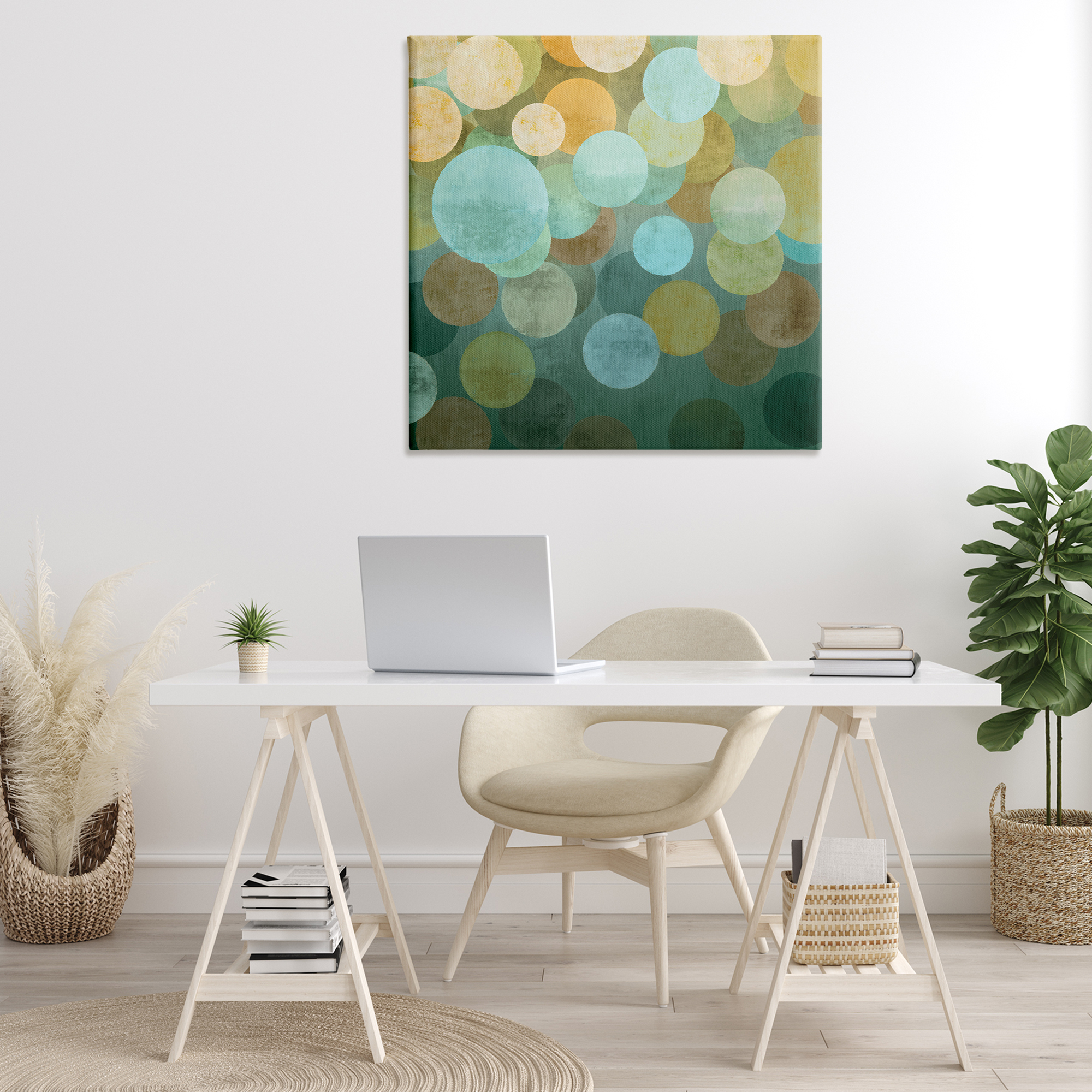 Stupell Industries Layered Green Circles Abstract Painting Gallery Wrapped Canvas Art Print Wall Art, 36 x 36