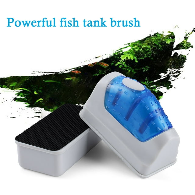 stanreset New Magnetic Clean Brush Aquarium Fish Glass Tank Algae Scrubber Float Blue & white S