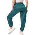 thumbnail image 3 of CHOK Women‘s Drawstring Elastic High Rise Silky Satin Cargo Solid Pants, 3 of 5
