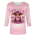 thumbnail image 5 of Xdegoge Valentines Tops for Women Crew Neck 3/4 Sleeve Pullover Cute Playful Prints Top Lightweight Cozy Plus Size Pullovers, 5 of 6