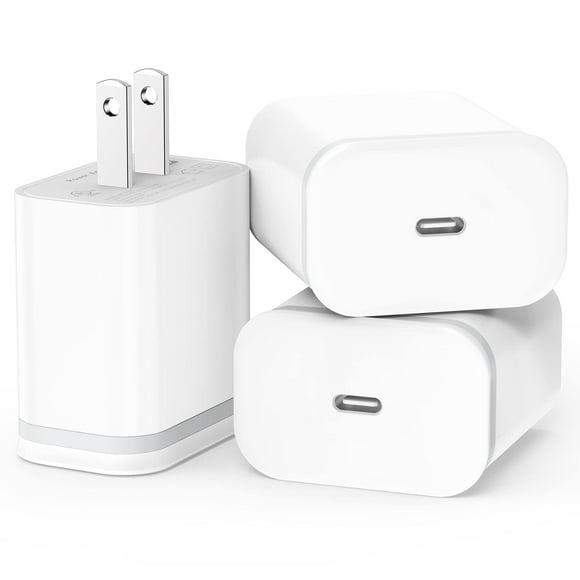Bloque cargador USB C, paquete de 3 unidades, carga rápida tipo C, 20 W, LUOATIP