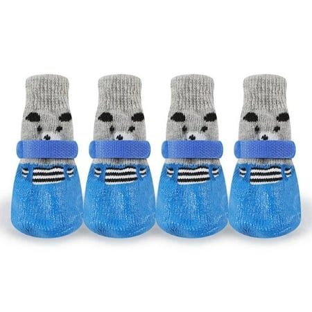2 Pair Pet Dog Shoes Socks Waterproof Cats Dogs Rubber Socks Non-slip Dog Rain Snow Boots Socks Dogs Knitting Warm Socks