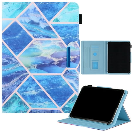 Universal 10" Tablet Case Flip Painted Leather Folio Stand Cover For iPad 9.7/Samsung Tab A 10.1/Amazon Fire HD 10.1/ iPad 10.2 and More 9.5-10.5 inch Tablet,Blue Marble