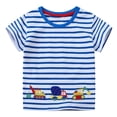 thumbnail image 2 of Kids Tshirt Short Sleeve Crewneck Striped T-Shirts Cartoon Embroidered Top Fashion Tops Tees Summer Tops Boys Tshirt Size 5-6 Years, 2 of 7