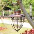 thumbnail image 4 of Pompotops Solar Powered Ground Lights, Solar Lanterns Outdoor Hanging Metal Vintage Lantern Warm White Solar Lights Lamp Waterproof Design For Garden Patio Yard Tree Decoration, bronze color, 4 of 7