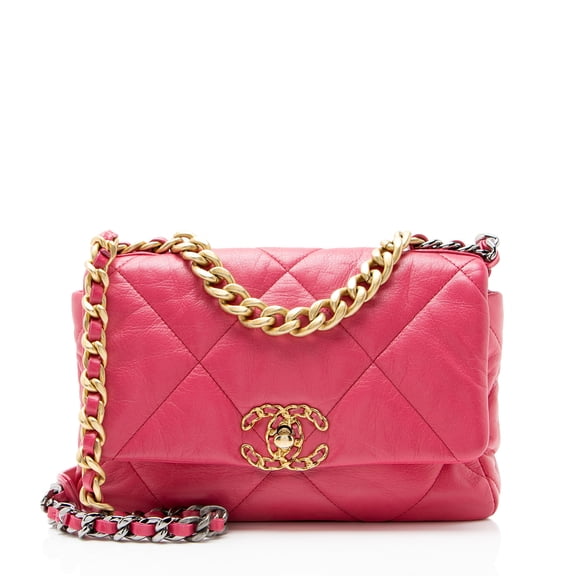 Pre-Owned Chanel Lambskin 19 Medium Flap Shoulder Bag