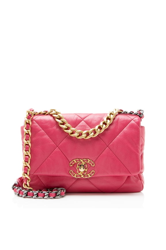 Pre-Owned Chanel Lambskin 19 Medium Flap Shoulder Bag