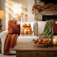 thumbnail image 4 of Thanksgiving Decorative Pillow Cover 17.7x17.7 Inches, Fall Pumpkin Pattern Soft Cotton Pillowcase for Sofa Living Room Home Decor, 4 of 6