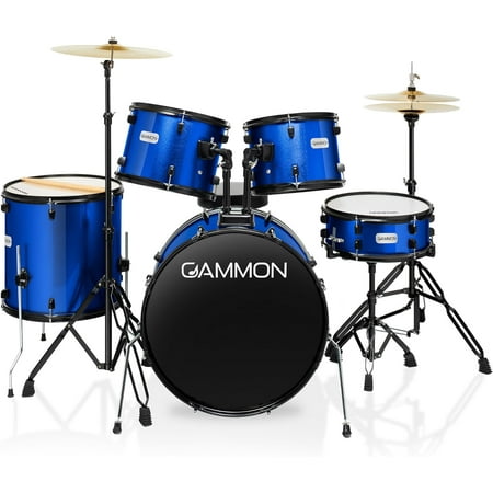 Gammon Drum Set Blue Complete Full Size Adult Kit With Cymbals Sticks Hardware And Stool