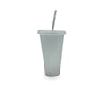 thumbnail image 1 of Advancent Vaso para beber con tapa y pajita Botella reutilizable de plástico PP PP para batido de jugo de café de bebida fría Mostrada Blanco 710ml Advancent HA007952-06, 1 of 6