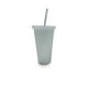 thumbnail image 1 of Bearachild Vaso para beber con tapa y pajita Botella reutilizable de plástico PP PP para batido de jugo de café de bebida fría Mostrada Blanco 710ml Bearachild HA007952-06, 1 of 6
