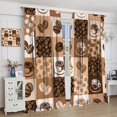 thumbnail image 5 of Retro Coffee Curtains, Abstract Modern Art Cappuccino Coffee Shop Plaid Theme Pattern Window Drapes for Kitchen Living Room Bedroom Cafe 2 Panel Set, 42x63 Inch, 5 of 6