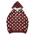 thumbnail image 5 of FRSASU Women's Polka Dot Print Hooded Sweatshirt Long Sleeved Casual Fashion Top with Pocket Wine M(M), 5 of 5