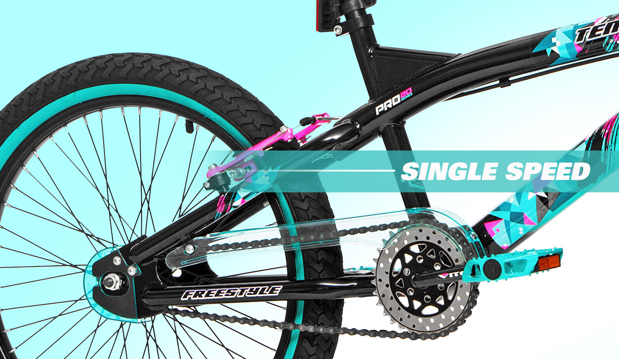 Kent 20" Tempest BMX Bicycle, Black/Aqua photo 7