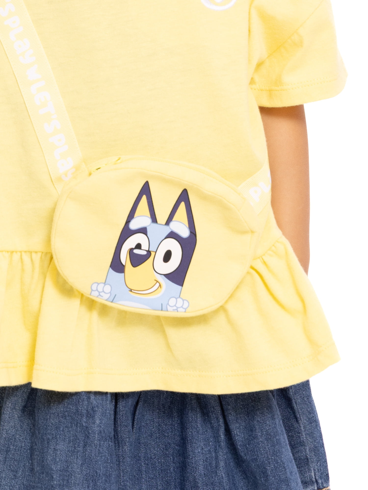 Bluey Toddler Girls Short Sleeve Peplum Tee with 3-D Bag, Sizes 12M-5T