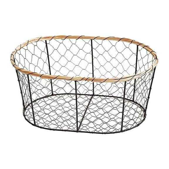 FOMIYES Black Metal Wire Storage Basket Breathable Hollow Design for Tabletop