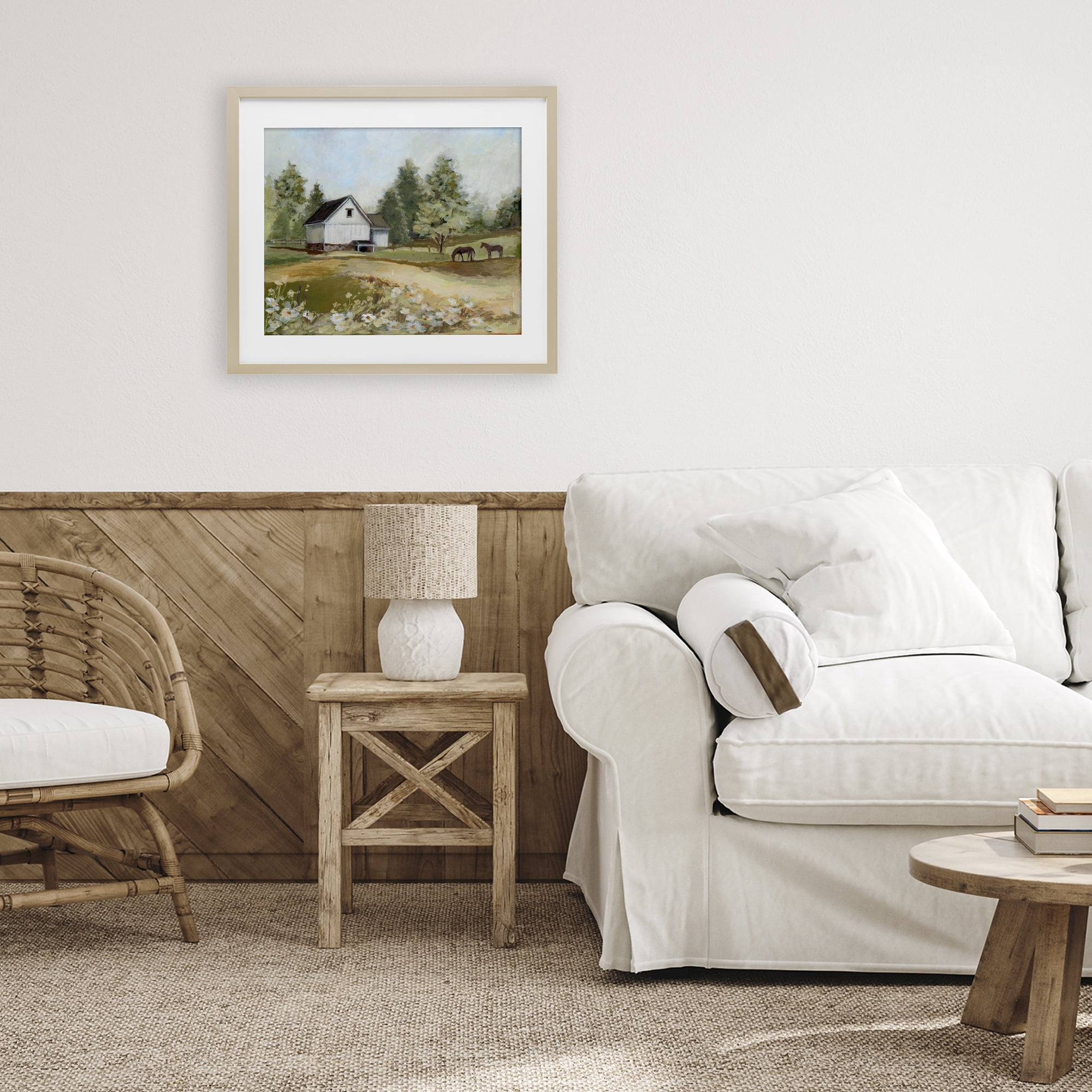 Stupell Industries Barn Field Landscape Birch Framed Print Under Glass, design by Susan Winget