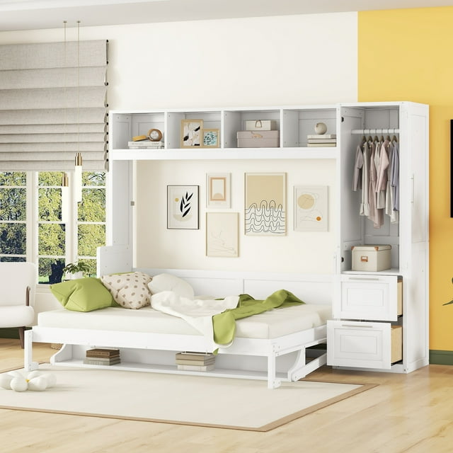 Lit Escamotable Grand Size avec Placard et Tiroirs
