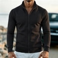 thumbnail image 4 of XRoczxe Men's Full Zip Up Track Jacket, Stand Collar Solid Color Sweatshirt, Casual Long Sleeve Lightweight Coat with Pockets for Spring Fall Daily Wear, 4 of 7