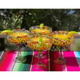 thumbnail image 4 of Mexican Hand Blown Glass – Set of 4 Hand Blown Margarita Glasses Confetti Rock (16 oz), 4 of 4
