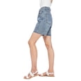 thumbnail image 5 of Women's Relaxed High Waisted Capri Bermuda Denim Cut Off Mom Shorts, Light Denim, X-Large, 5 of 5