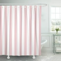 Shower Curtain Abstract Classic Pink and White Stripe Graphic Modern Waterproof Polyester Fabric 72 x 72 inches Set with Hooks