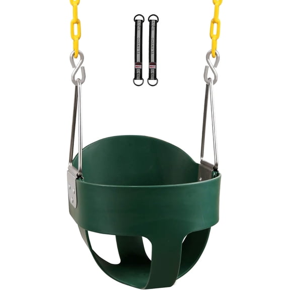 REDCAMP High Back Toddler Bucket Swing Seat with Coated Chains, Heavy Duty Kids Swing Seat for Outside Backyard, Green