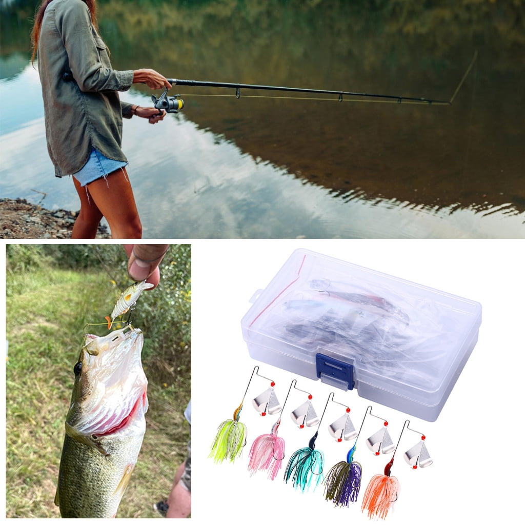 5Pcs Fishing Buzzbait Lures Spinnerbait Fishing Lures Swim Jigs Fishing Lure for Freshwater Saltwater Fishing Lures