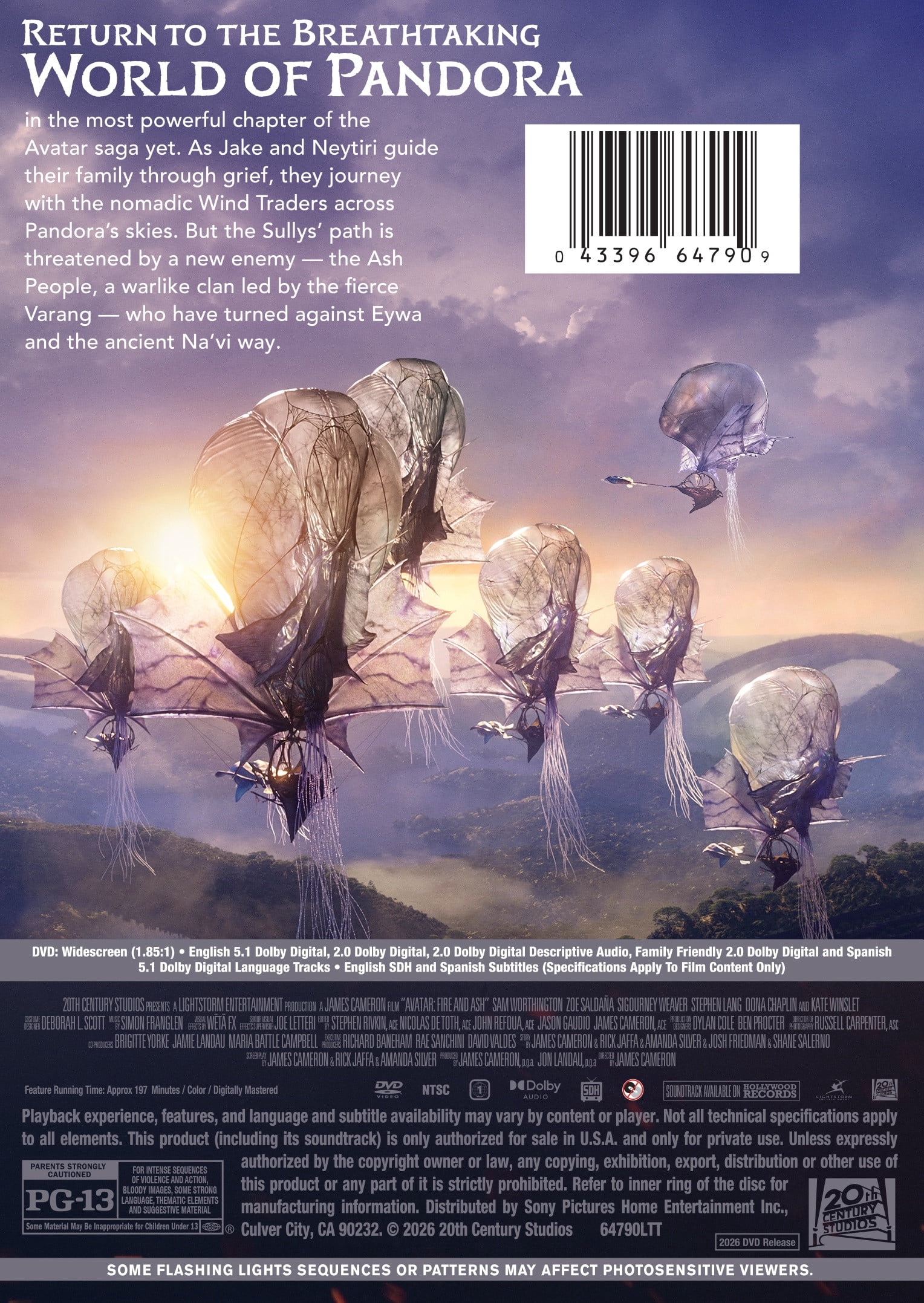 Avatar: Fire And Ash (DVD) 20th Century Studios, Action & Adventure, Fantasy, Sci-Fi