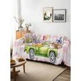 thumbnail image 3 of Watercolor Floral Truck Couch Cover, Spring Garden Butterflies Pink Plaid Sofa Cover Blanket for 3 Cushion Couch, Sectional Sofa Slipcover Furniture Protector for Living Room Bedroom 71''x134'', 3 of 9