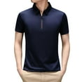 thumbnail image 7 of Polo Shirts for Men XL Zipper Casual Quarter Zip Tee Vintage Short Sleeve Collared Summer Pullover Navy Button Down Tops Sizes XL, 7 of 7