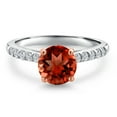 thumbnail image 3 of Gem Stone King 925 Silver and 10K Rose Gold Red Garnet and Lab Grown Diamond Engagement Ring for Women | 1.70 Cttw | Round 7MM | Gemstone January Birthstone | Size 9, 3 of 6