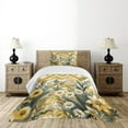 thumbnail image 4 of Ambesonne Floral Eucalyptus Quilted Bedspread Set 2 Pcs, Botanical Chevron, Twin Size, Mustard and Laurel Green, 4 of 5
