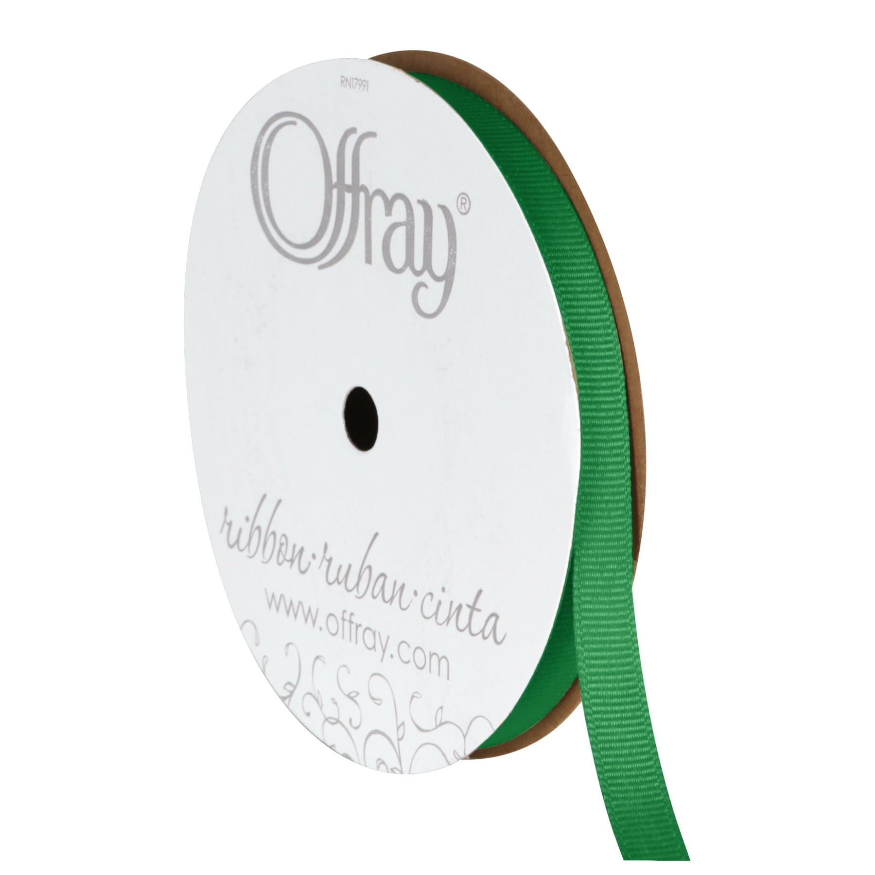 (4 pack) Offray Ribbon, Emerald Green 3/8 inch Grosgrain Polyester Ribbon, 18 feet