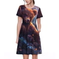 thumbnail image 1 of Balery Lazy Stone Bear Vestidos sueltos de manga corta para mujer, vestidos de verano 2025, vestidos casuales de corte A con vuelo., 1 of 6