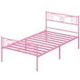 thumbnail image 1 of ChaoLink Estructura de cama plataforma metálica tamaño Twin, estilo victoriano vintage, base para colchón con almacenamiento, no necesita base de caja, sin ruido, fácil de montar, 1 of 8